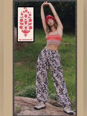 🆕 Free People Movement Game Day Printed Pants Faded Leopard Small